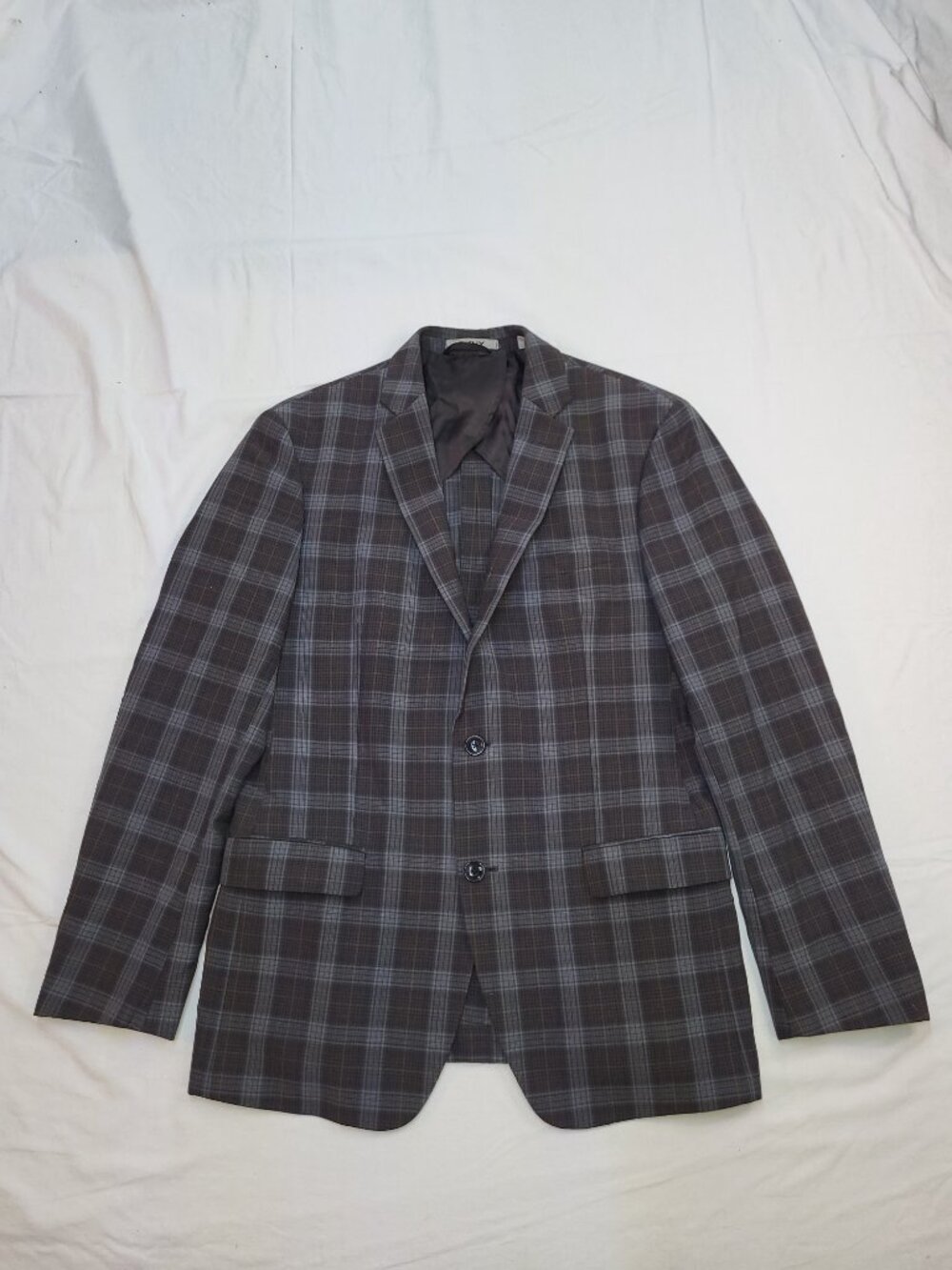 DKNY Men's Grey Plaid Check Two-Button Blazer Sport Coat Size 40R - Picture 3 of 13